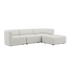Fjord Sofa 3-seater in Sealife Ivory fabric with pouf, featuring soft lines and rounded edges.