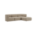 Beige Fjord three seat sofa with soft rounded cushions and a spacious chaise from sackit for calm Scandinavian interiors