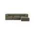 Olive green three seat Fjord sofa with soft rounded cushions and a calm Scandinavian design by sackit for comfortable indoor living