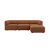 Brown three seater Fjord sofa with soft rounded cushions and a generous chaise design for comfortable Scandinavian living rooms from sackit