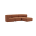 Brown three seater sectional sofa with soft rounded cushions and a calm Scandinavian design on a clean background from sackit Europe