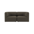 Dark gray two seater Fjord sofa with soft rounded lines and deep cushioned seats shown from the front on a black background by sackit europe