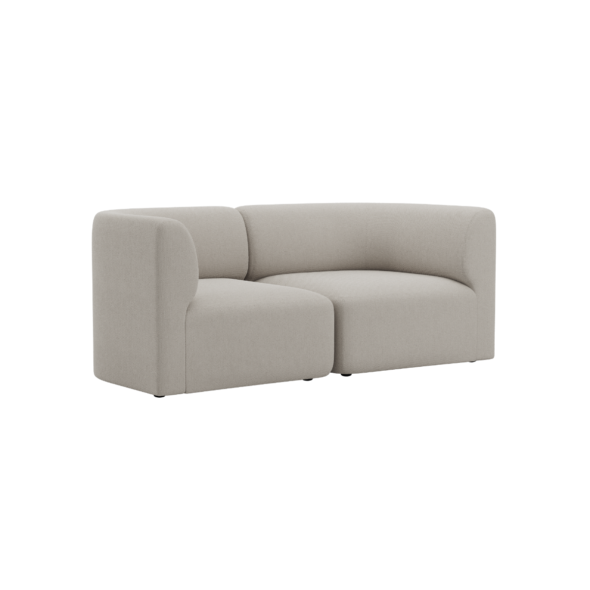 Light beige two seater Fjord sofa by sackit with soft rounded lines and deep cushions on a clean background for a calm Scandinavian interior