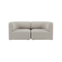 Light grey two seat Fjord sofa with soft rounded arms and a calm Scandinavian design by sackit Europe