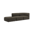Dark brown two seater sofa with open end and rounded cushions Scandinavian indoor furniture by sackit designed for comfort and flexible lounging