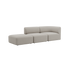 Light beige Fjord two seat sofa with an open end chaise and soft rounded cushions by sackit for calm Scandinavian interiors