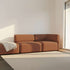 Two-seater Fjord Sofa with open end in Cosmo Beige textile upholstery with soft rounded edges.