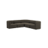 sackit Fjord corner sofa in dark brown upholstery with rounded arms and deep cushions shown against a black background