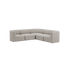 Curved light grey Fjord corner sofa with soft rounded cushions and a calm Scandinavian design for comfortable indoor seating by sackit