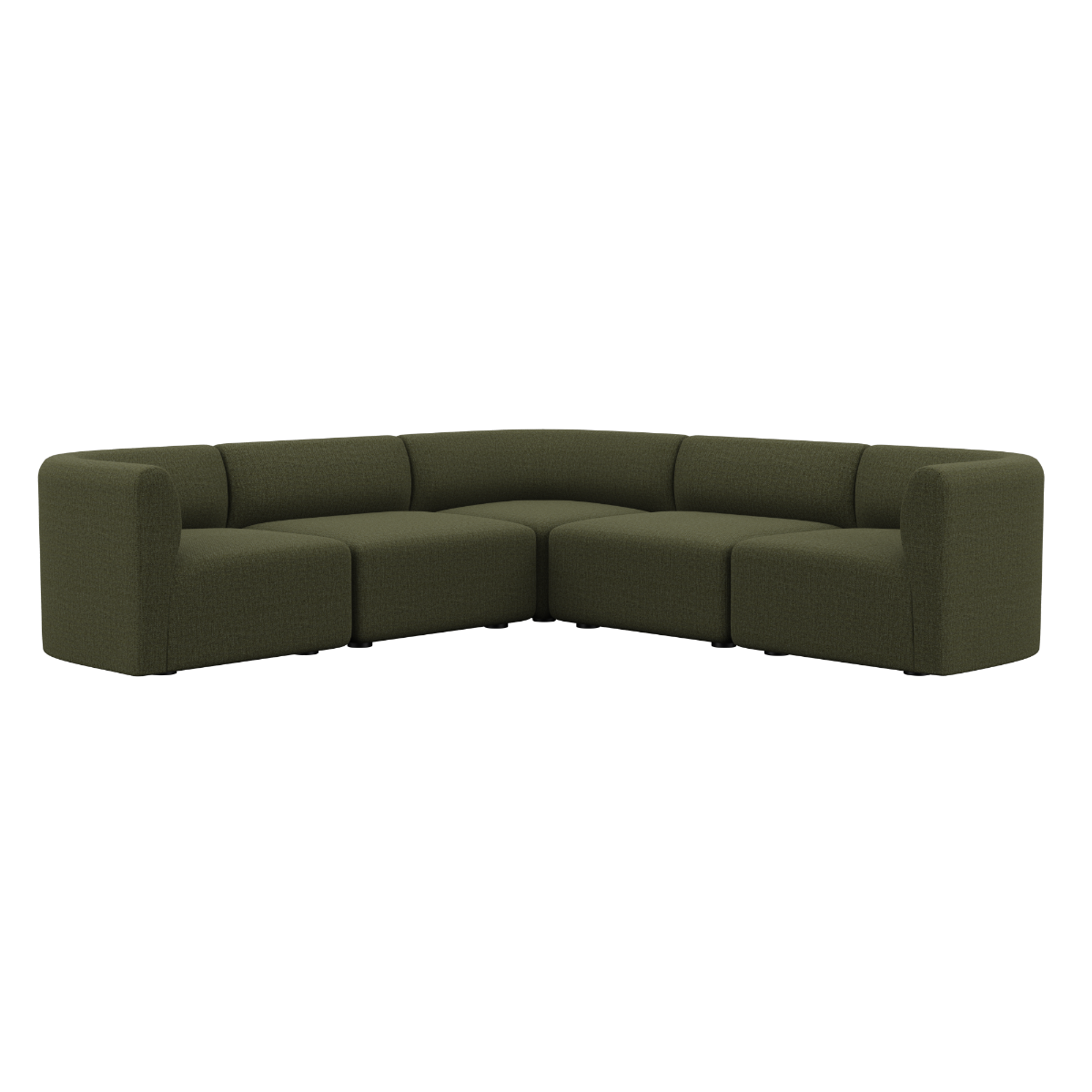 Fjord Sofa corner sofa in Cosmo Olive fabric with rounded edges and modular design