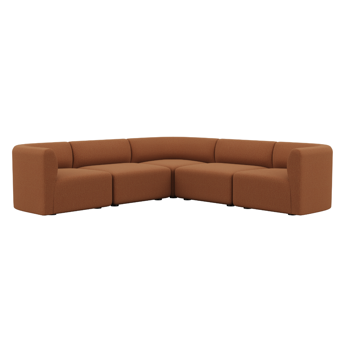Fjord Sofa 5-seater corner in Cosmo Terracotta with rounded edges and soft textile upholstery
