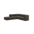 Dark brown Fjord corner sofa with open end and soft rounded cushions by sackit for comfortable Scandinavian indoor living
