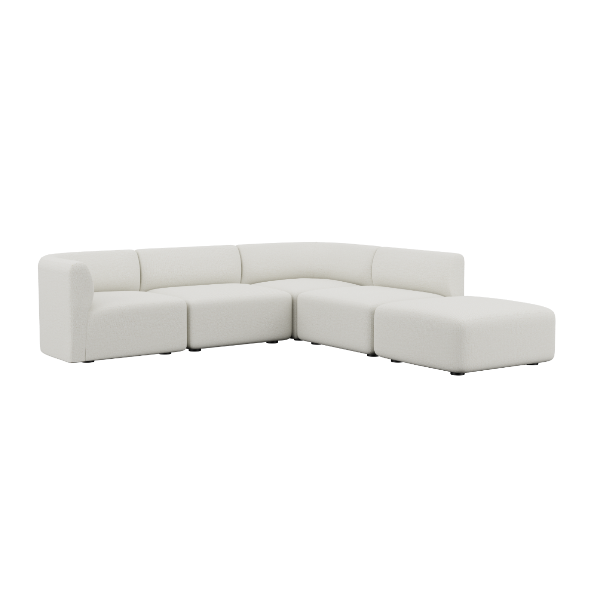 Fjord Sofa corner sofa with open end in Sealife Ivory textile upholstery with rounded edges and modular design