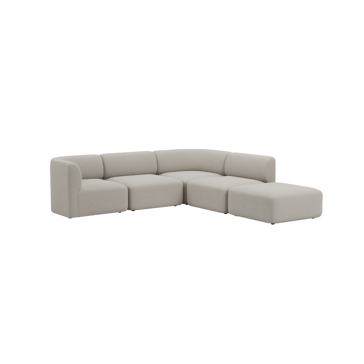 sackit Fjord corner sofa with open end in soft neutral upholstery and rounded Scandinavian design for comfortable indoor seating