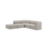 Light beige Fjord modular corner sofa with an open end and soft rounded cushions by sackit for calm Scandinavian interiors
