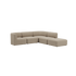 Beige Fjord corner sofa with an open end and soft rounded cushions on a dark background from sackit Europe