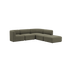 Olive green Fjord corner sofa with an open end and soft rounded cushions for flexible Scandinavian seating by sackit