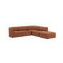 Brown Scandinavian corner sofa with an open end and soft rounded cushions from sackit for comfortable modern indoor living