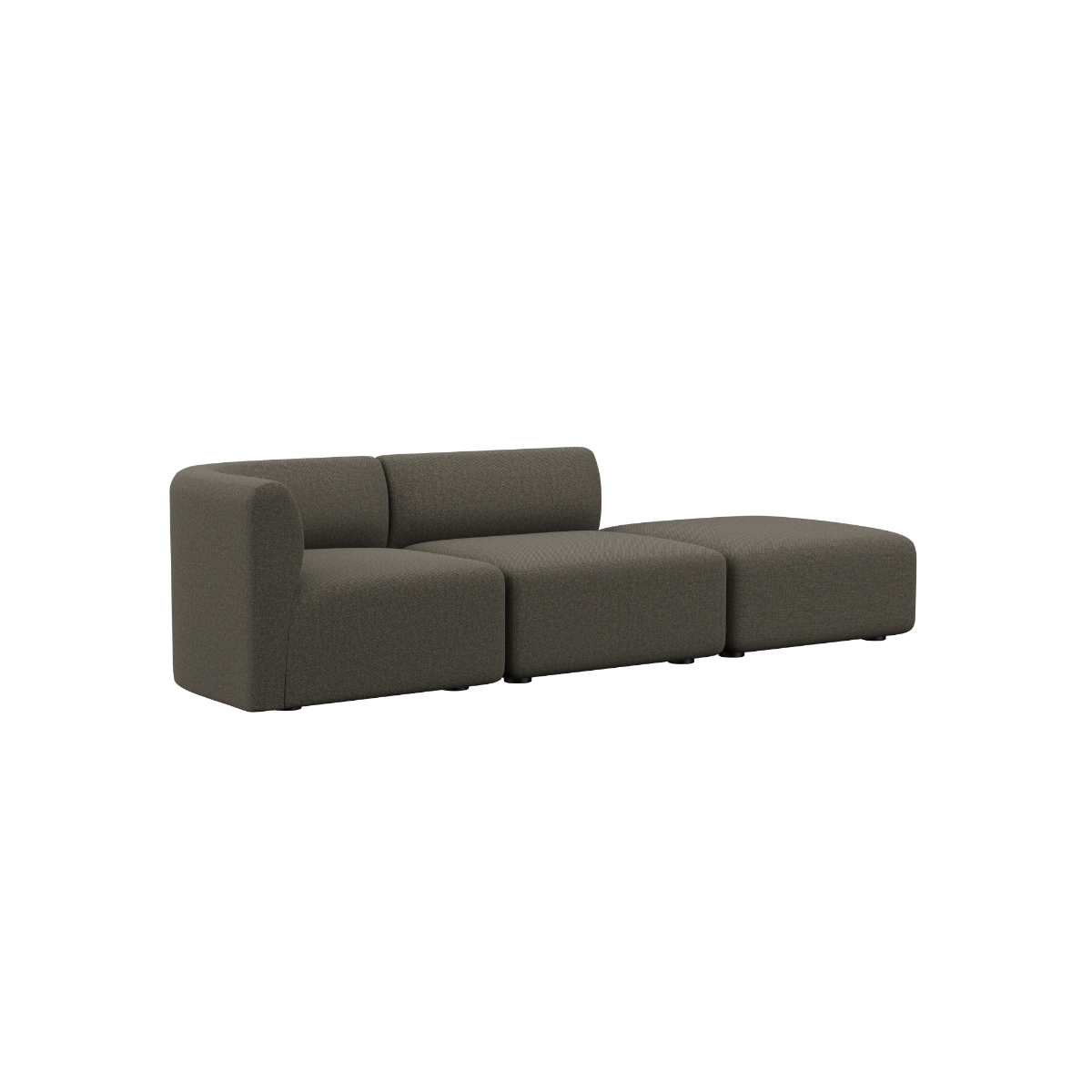 Fjord Sofa 2-seater with right open end in Sealife Brown textile with rounded edges and soft design