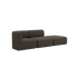 Dark brown Fjord two seater sofa with open end and rounded cushions in a soft Scandinavian design by sackit for indoor living spaces