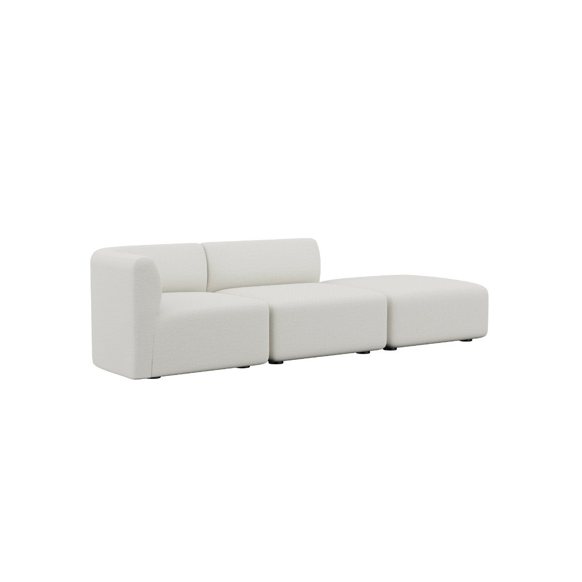 Fjord Sofa 2-seater with right open end in Sealife Ivory textile with rounded edges and soft design