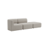 Light beige two seater sofa with an open end and soft rounded cushions in a calm Scandinavian design by sackit for indoor living spaces