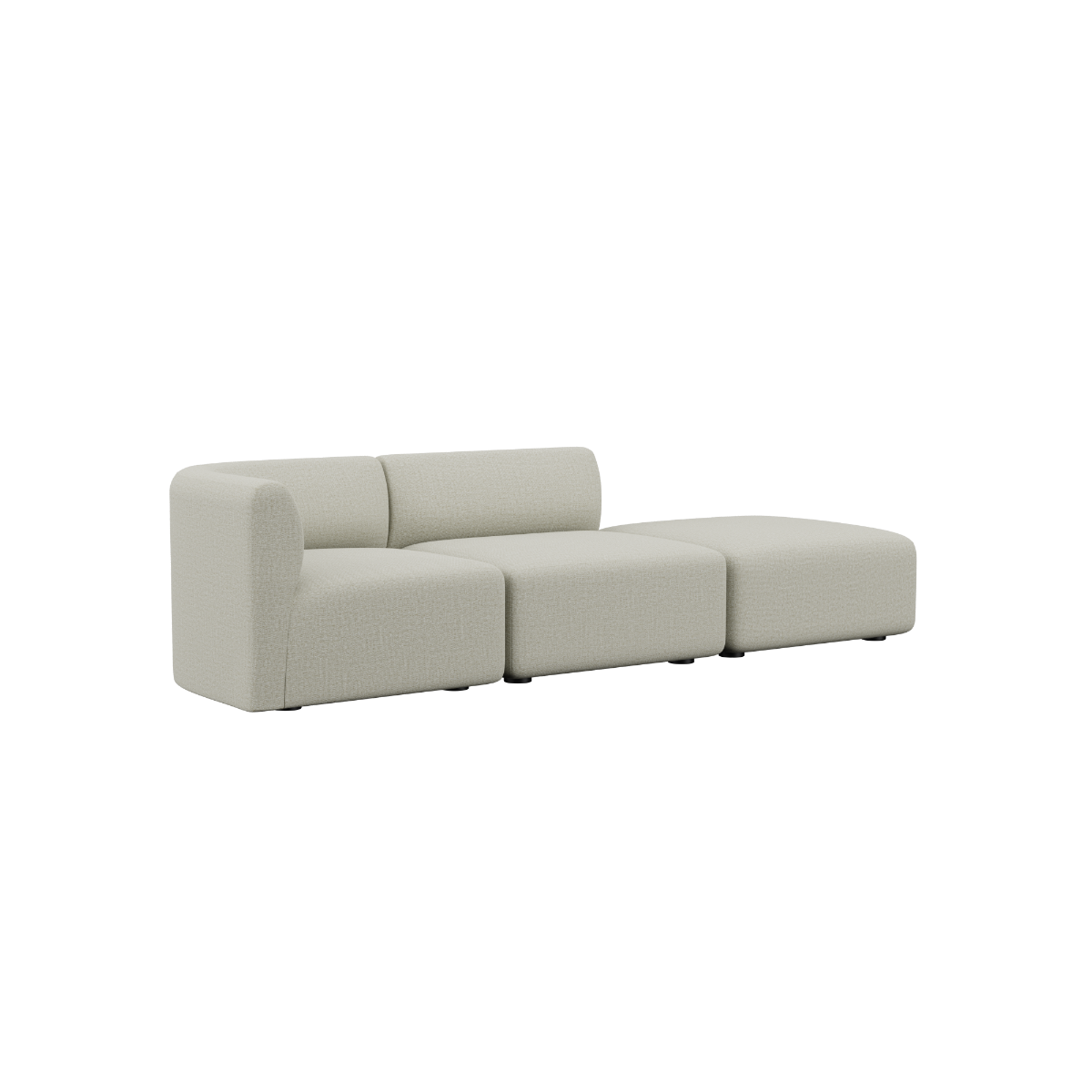 Cosmo Beige Fjord Sofa 2-seater with right open end, soft rounded edges and textile upholstery.