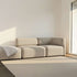 Fjord Sofa 2-seater with open end in Cosmo Beige fabric with soft rounded edges and Scandinavian design