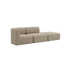 Beige two seater open end sofa with soft rounded cushions and a calm Scandinavian design by sackit
