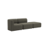 Olive green two seat sofa with an open end and rounded cushions from sackit designed for calm Scandinavian interiors