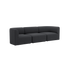 Dark charcoal Fjord three seater sofa with rounded arms and soft Scandinavian lines by sackit for stylish indoor living