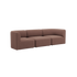 Brown three seat Fjord sofa with soft rounded lines and deep cushions from sackit Europe Scandinavian indoor furniture design