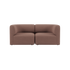 Brown Fjord two seater sofa with soft rounded lines and deep cushions on a plain background from sackit for calm Scandinavian interiors