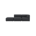Dark gray sackit Fjord two seat sofa with open end and soft rounded cushions in a calm Scandinavian design for stylish indoor living
