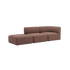 Brown Fjord two seater sofa with open end chaise in soft Scandinavian design by sackit for comfortable indoor living spaces