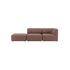 Brown sackit Fjord sofa with two seats and an open end chaise in a soft Scandinavian design on a transparent background
