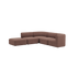 Brown Scandinavian corner sofa with an open end and soft curved lines designed by sackit for comfortable indoor Nordic living