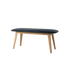 Nordic Bench with Terra Black leather seat and solid oak wood frame in natural finish