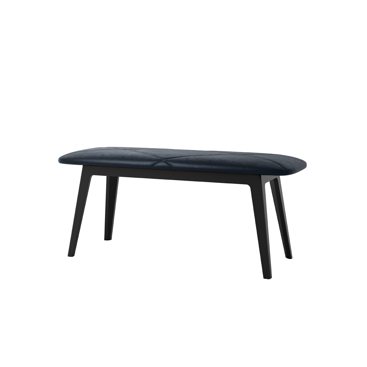 Nordic Bench in solid beech wood with Terra Black leather upholstery and black lacquer finish