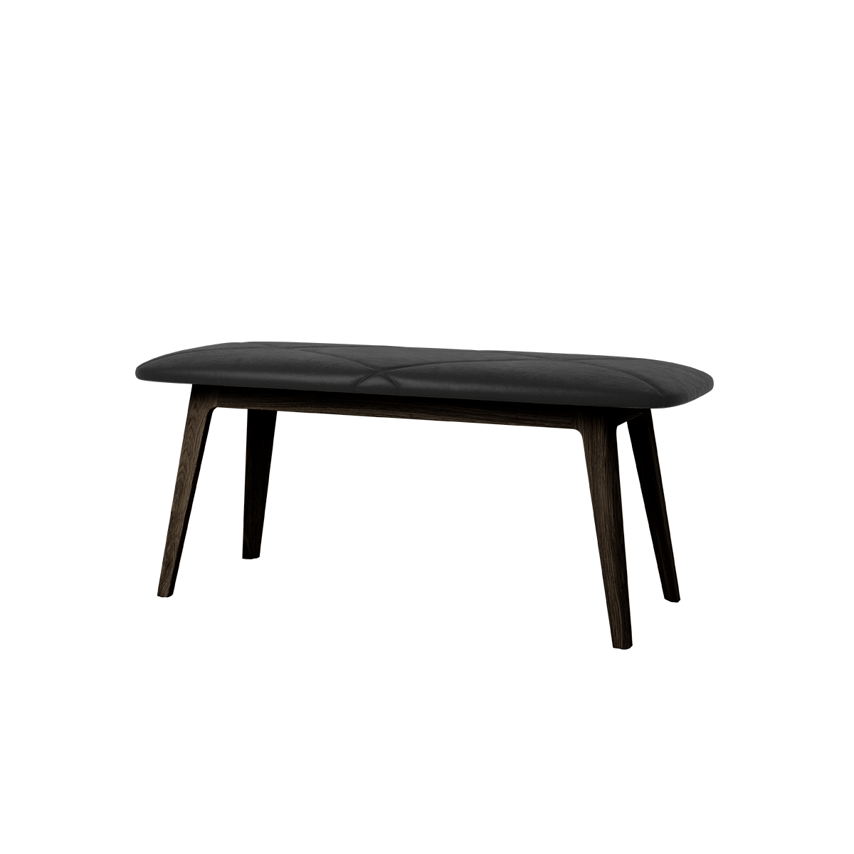 Nordic Bench in dark stained oak with Terra Black leather seat and smooth wood finish.