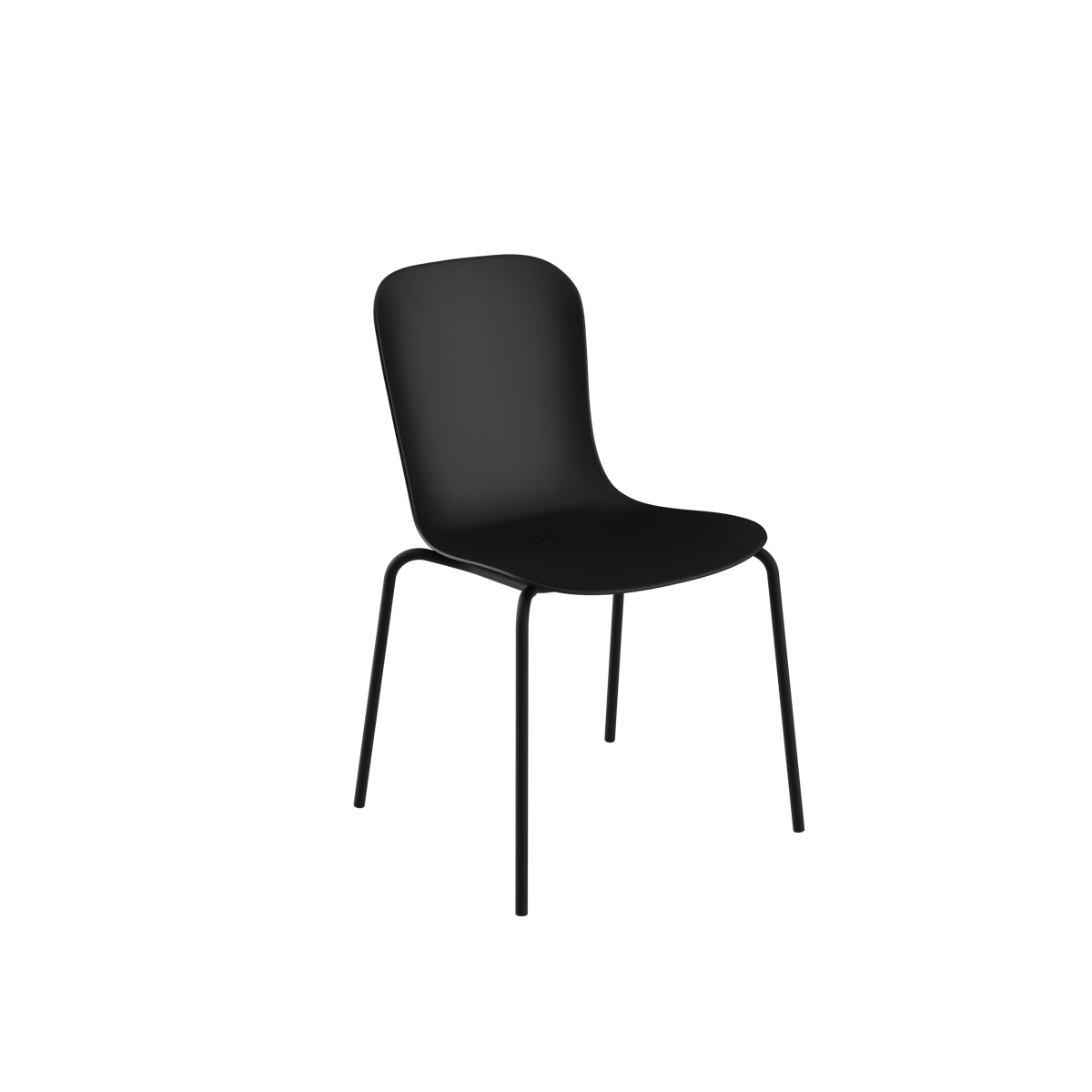 Black Patio Chair no. One S1 with recycled plastic shell and powder-coated steel frame.