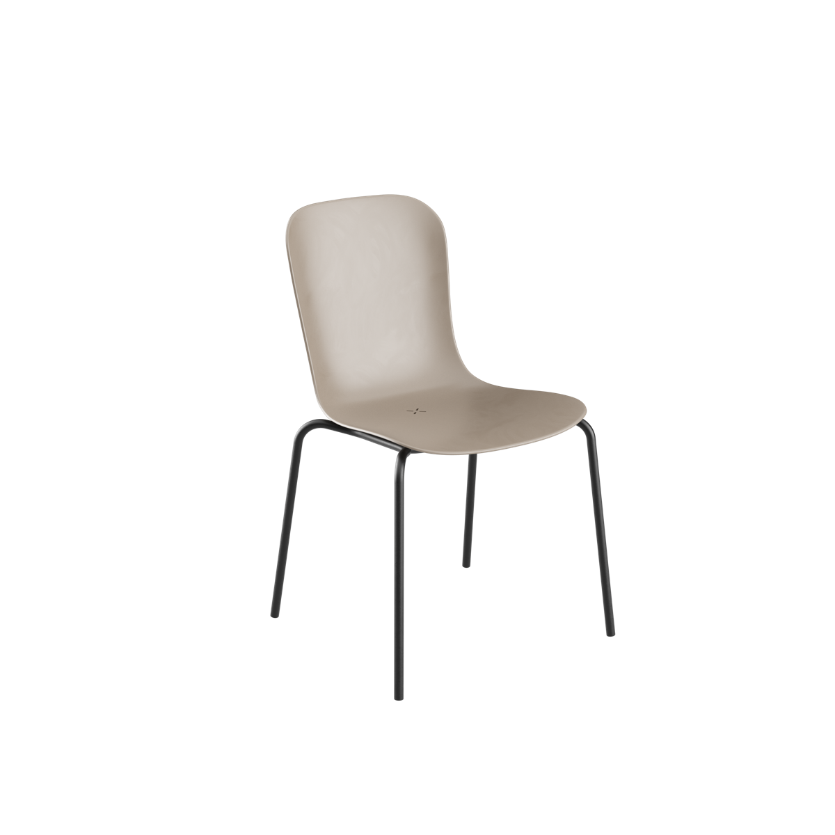 Patio Chair no. One with taupe recycled plastic shell and black powder-coated steel frame.