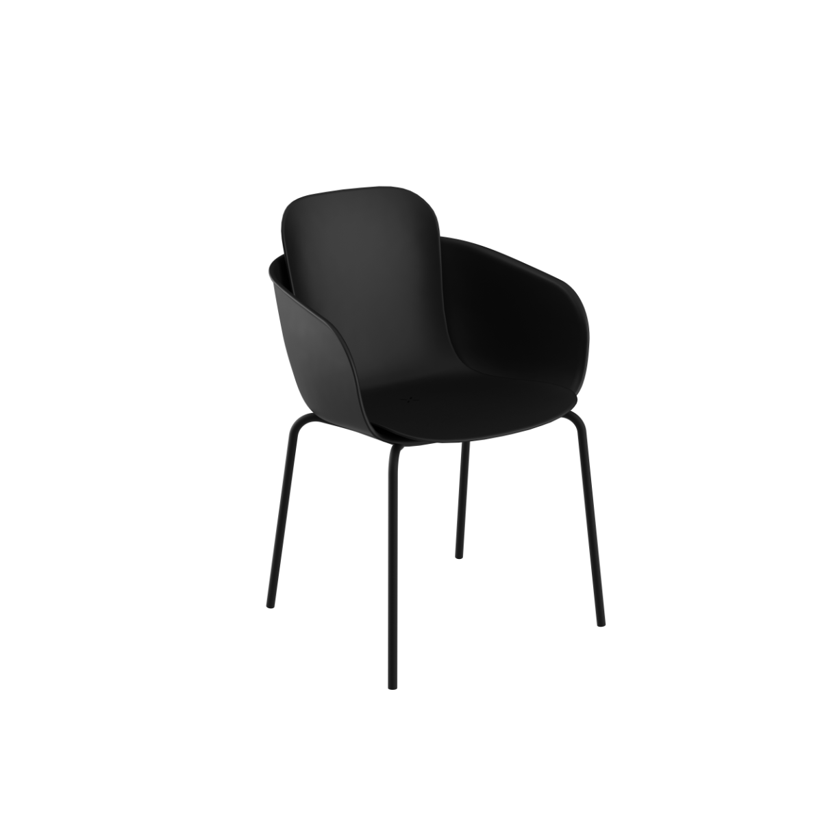 Black Patio Chair no. One S2 with black powder-coated steel frame and recycled plastic shell.