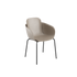 Taupe outdoor dining chair with black powder-coated steel frame and recycled plastic shell