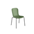 Olive and black outdoor dining chair with recycled plastic shell and powder-coated steel frame