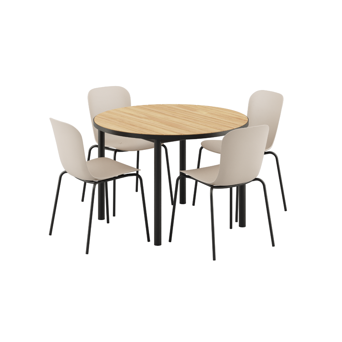 Round Kirra Dining Table Noir with four Taupe and Noir Patio Chair No. One S1 outdoors set
