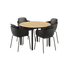 Kirra Dining Table with round black tabletop and four black Patio Chair no. One S2 chairs outdoors