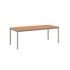 Kirra Dining Table 210x90 in taupe powder-coated aluminum with teak wood top for outdoor use