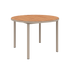 Round outdoor Kirra Dining Table in taupe powder-coated aluminum with teak wood top
