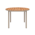 Round taupe Kirra Dining Table Ø110 with teak wood top and powder-coated aluminum base
